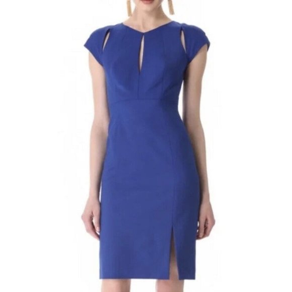 New Black Halo Jackie Blue Eddie Keyhole Sheath Dress